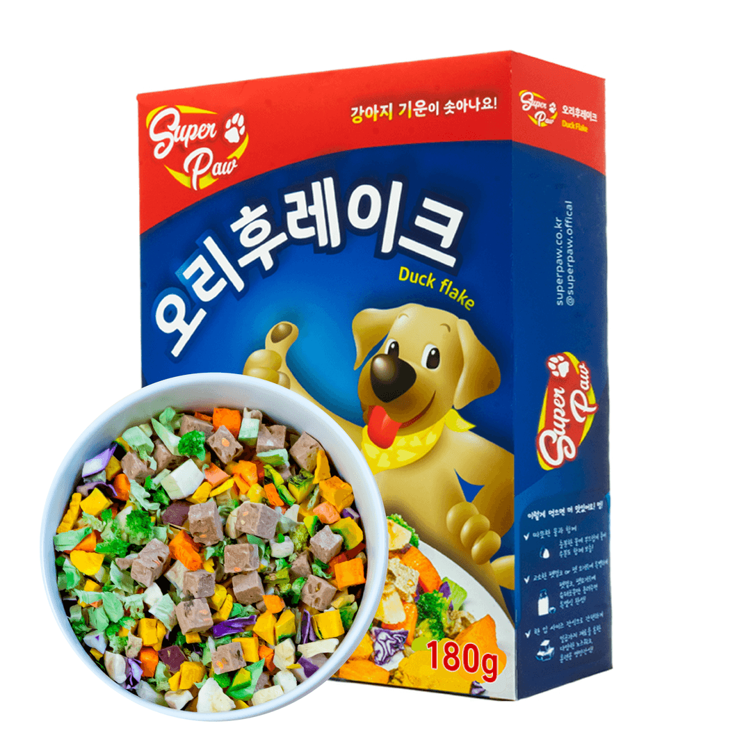 슈퍼포우 동결건조사료 오리후레이크 180g 제품 이미지