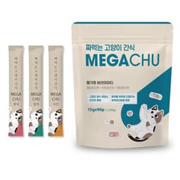 메가츄 짜먹는 츄르 고양이 간식 연어 치킨 참치 대용량 90p